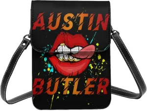 Austin Butler Logo Small Cell Phone Purse Fashion Mini Crossbody Bags With Strap Adjustable Handba For Women Black