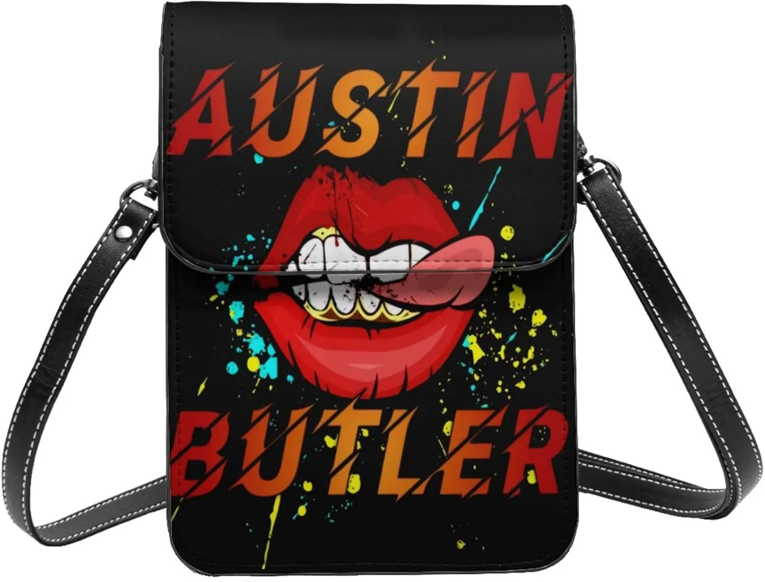 Austin Butler Logo Small Cell Phone Purse Fashion Mini Crossbody Bags With Strap Adjustable Handba For Women Black
