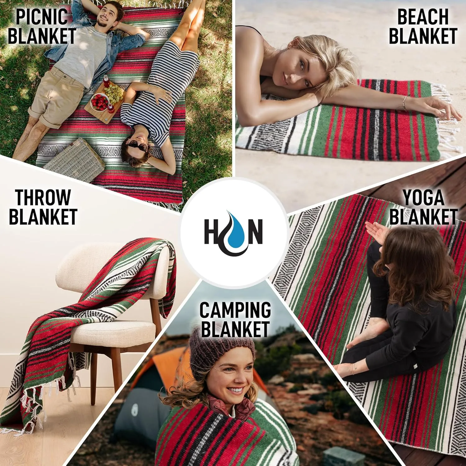 Authentic Large Handwoven Mexican Blanket - Soft Yoga- Durable Serape- Lightweight Falsa, Beach, Camping, Picnic, Outdoor Blanket 70"x50" - Dragon
