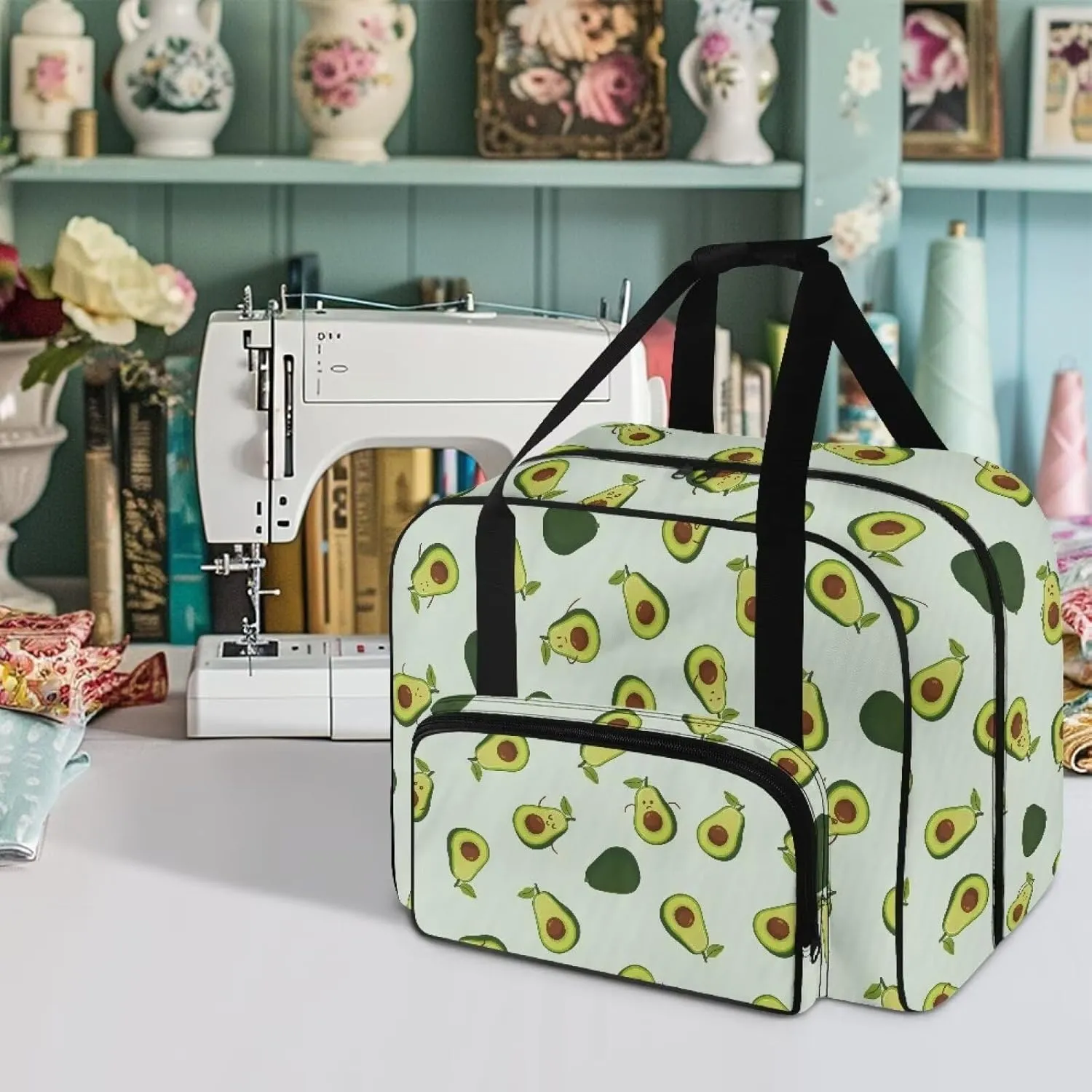 Avocado Fashion Sewing Machine Bag, Portable Tote Bag Compatible with Most Sewing Machines，Extra Sewing Accessories