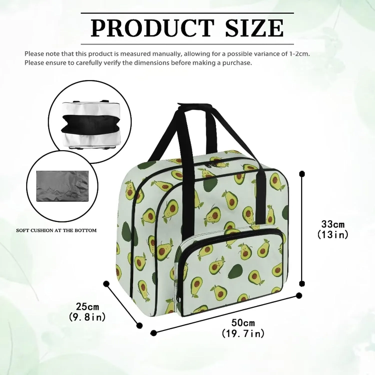 Avocado Fashion Sewing Machine Bag, Portable Tote Bag Compatible with Most Sewing Machines，Extra Sewing Accessories