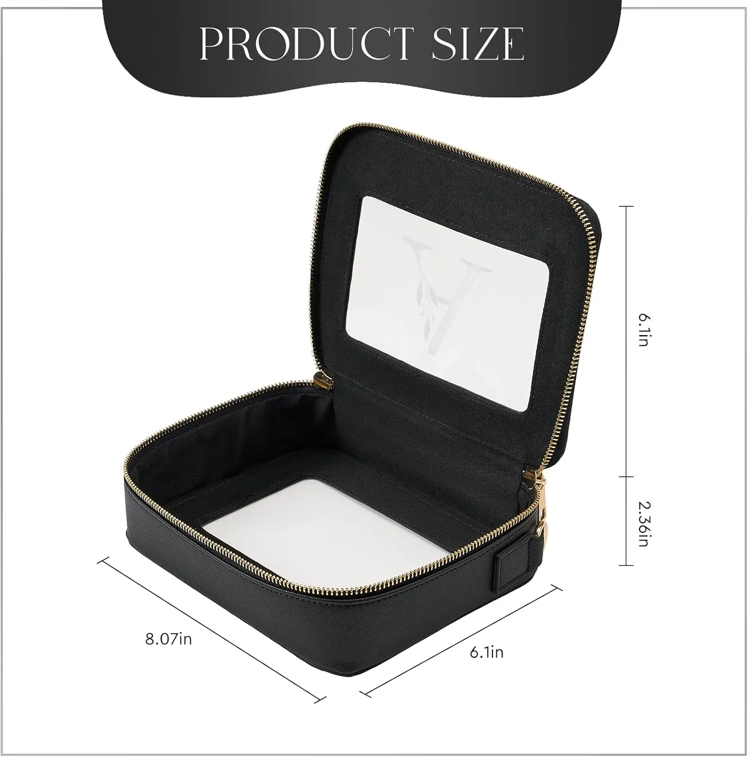 AW BRIDAL Monogram Clear Makeup Bag - Small Toiletry Travel Bag With Shoulder Strap and Zipper, Letter A