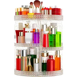 Awenia Makeup Organizer 360-Degree Rotating, Adjustable Makeup Storage, 7 Layers Large Capacity Cosmetic Storage Unit, Fits Different Types of Cosmetics and Accessories (Glitter, X-Large)