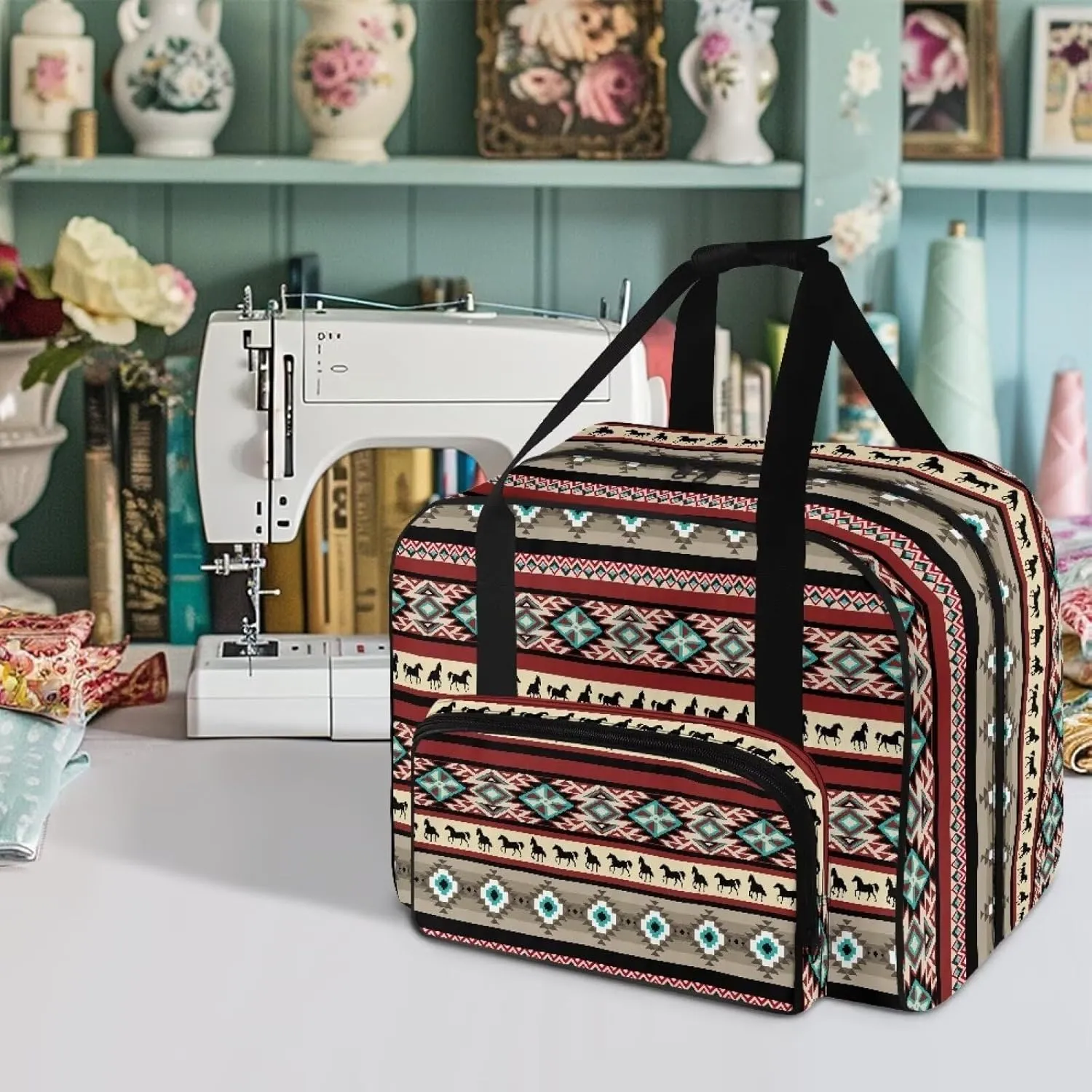 Aztec Crochet Bag Organizer Knitting Bag Yarn Holder Yarn Storage Crocheting Sewing Accessories Bag for Lovers Mom, Mother Day's Gift
