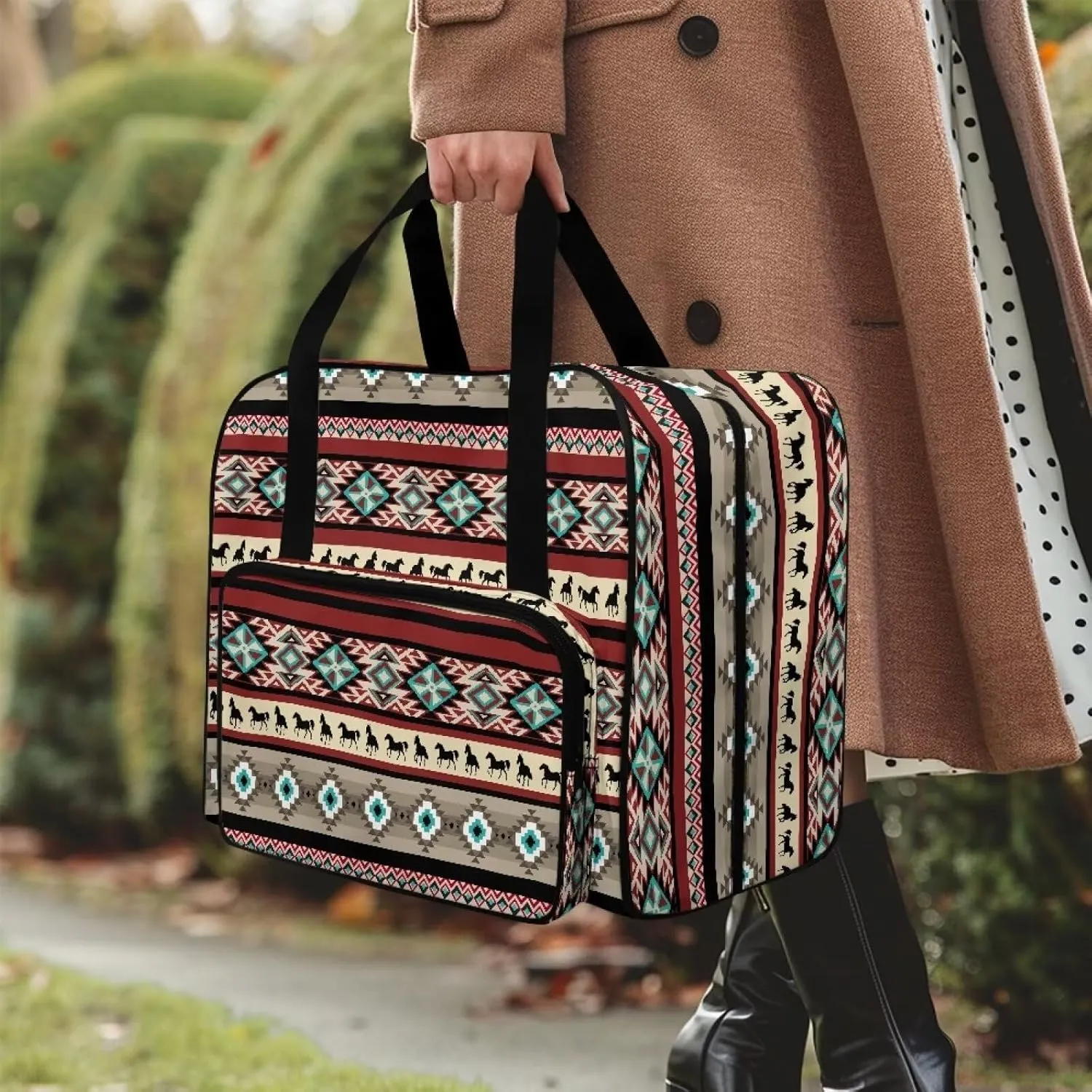 Aztec Crochet Bag Organizer Knitting Bag Yarn Holder Yarn Storage Crocheting Sewing Accessories Bag for Lovers Mom, Mother Day's Gift