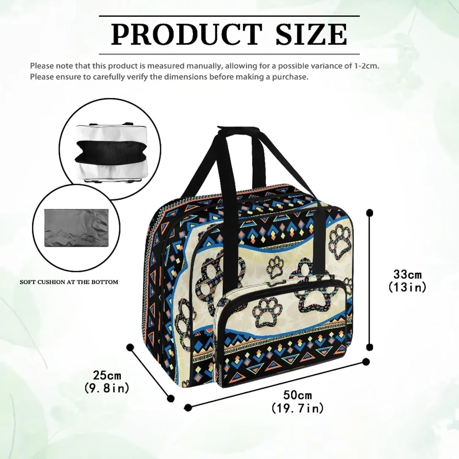 Aztec Dog Paws Knitting Bag Yarn Bag Crochet Bag Sewing Accessories Organizer Yarn Tote Organizer for Projects, Yarn Balls, Crochet Hooks, Knitting Needles, Stitch Holders