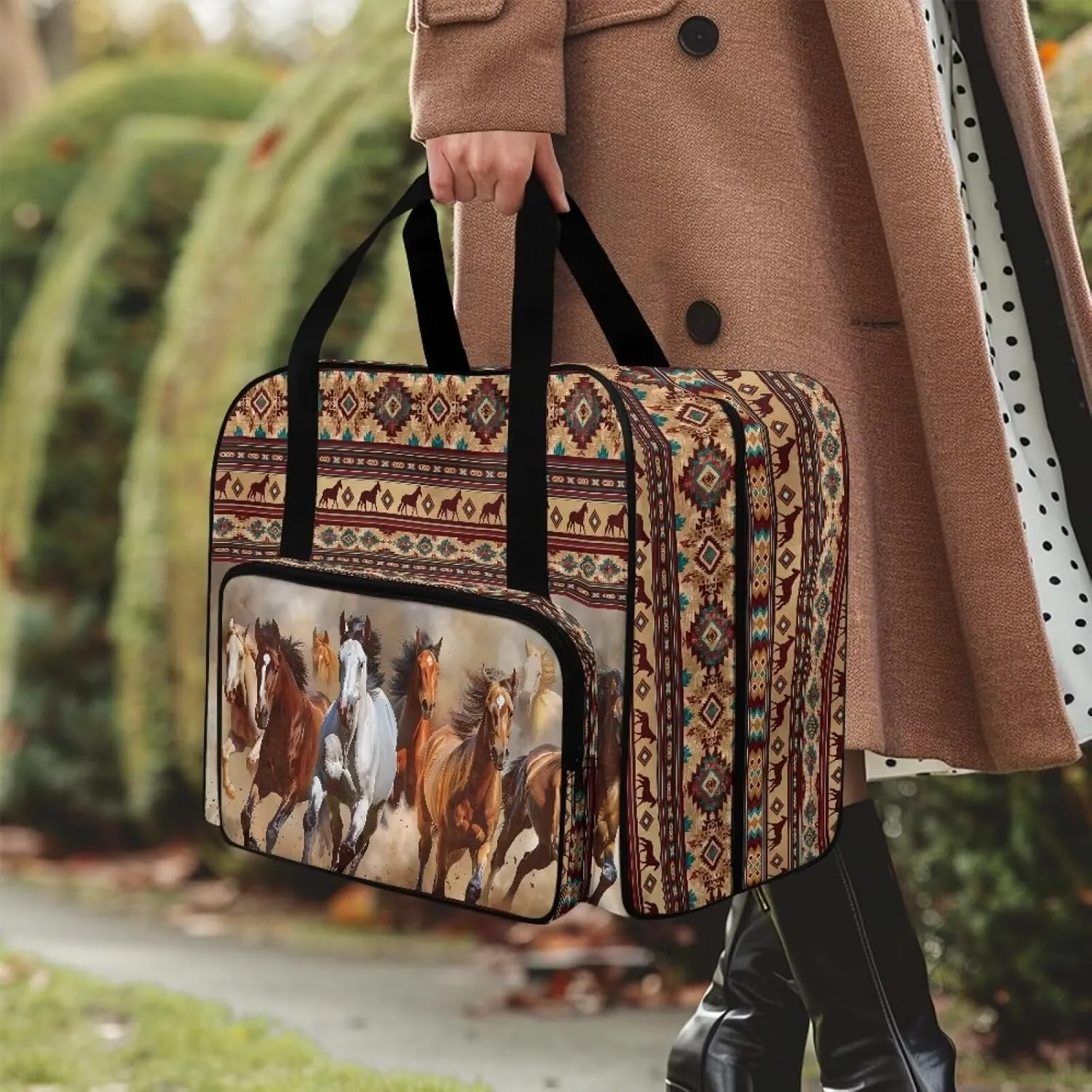 Aztec Horse Sewing Machine Case with Padding Pad, Travel Case for Sewing Machine and Accessories (Fit for Most Standard Sewing Machines)(Bag Only)