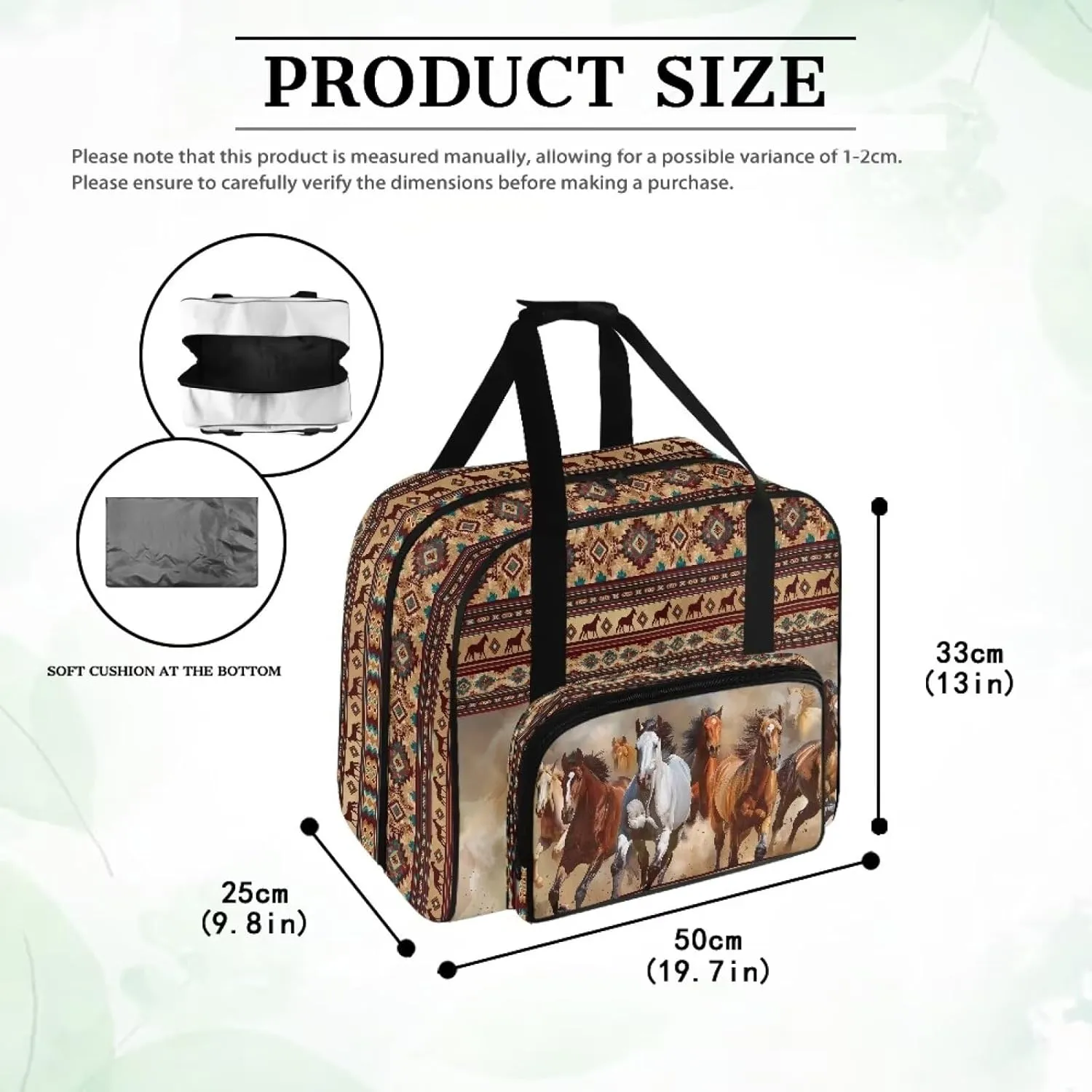 Aztec Horse Sewing Machine Case with Padding Pad, Travel Case for Sewing Machine and Accessories (Fit for Most Standard Sewing Machines)(Bag Only)