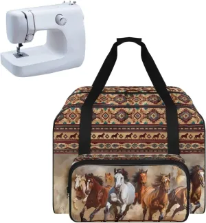 Aztec Horse Sewing Machine Case with Padding Pad, Travel Case for Sewing Machine and Accessories (Fit for Most Standard Sewing Machines)(Bag Only)