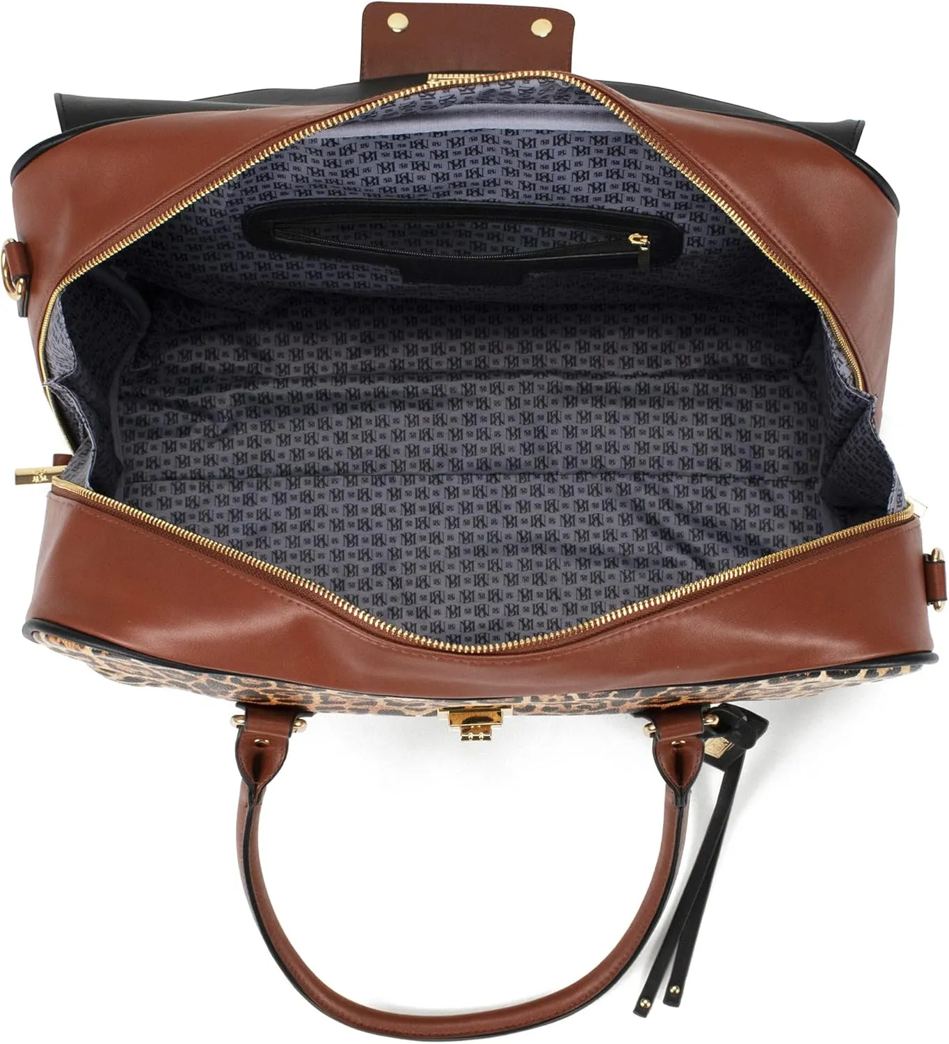 Badgley Mischka Leopard Weekender Tote Bag for Travel, Carry-On Animal Print Tote Bag