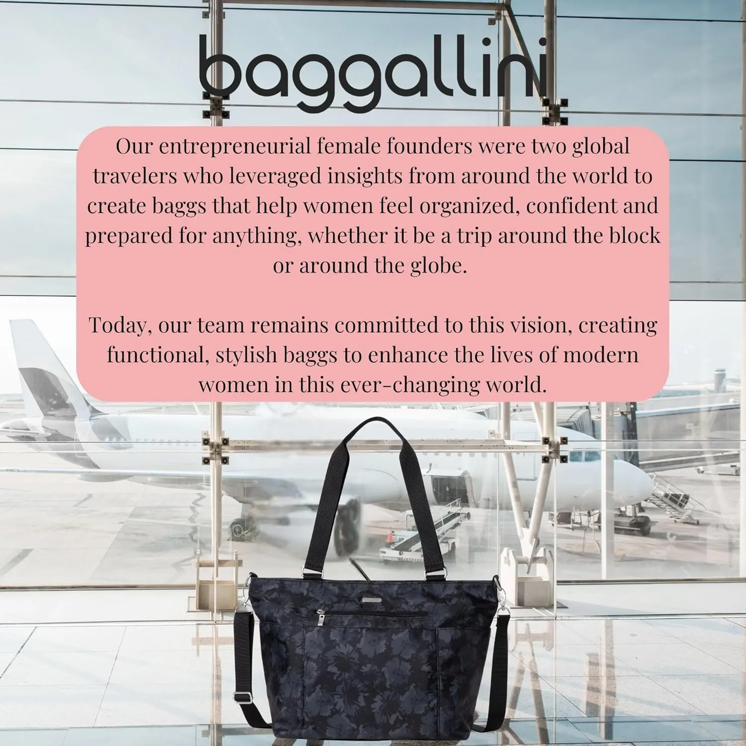 Baggallini Essential Laptop Tote - Work Tote Bag with Laptop Sleeve - Lightweight Travel Crossbody Shoulder Bag for Women