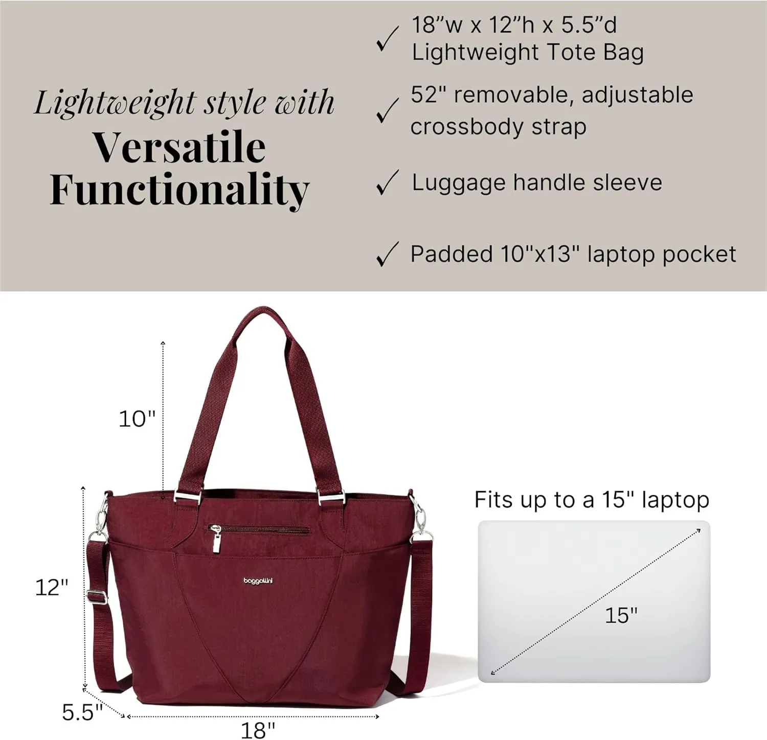 Baggallini unisex adult Avenue Tote