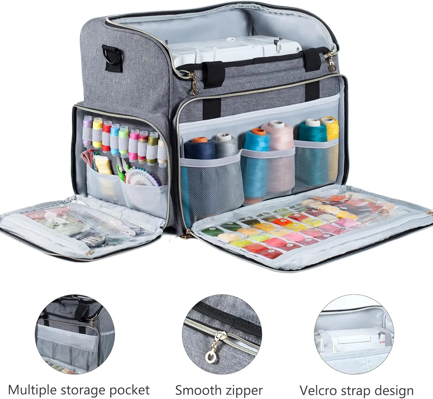 BAGSFY Large Sewing Machine Carrying Case, Sewing Machine Bag, Travel Tote Bag Compatible with Singer, Brother, Bernina & Standard Size Sewing Machines.