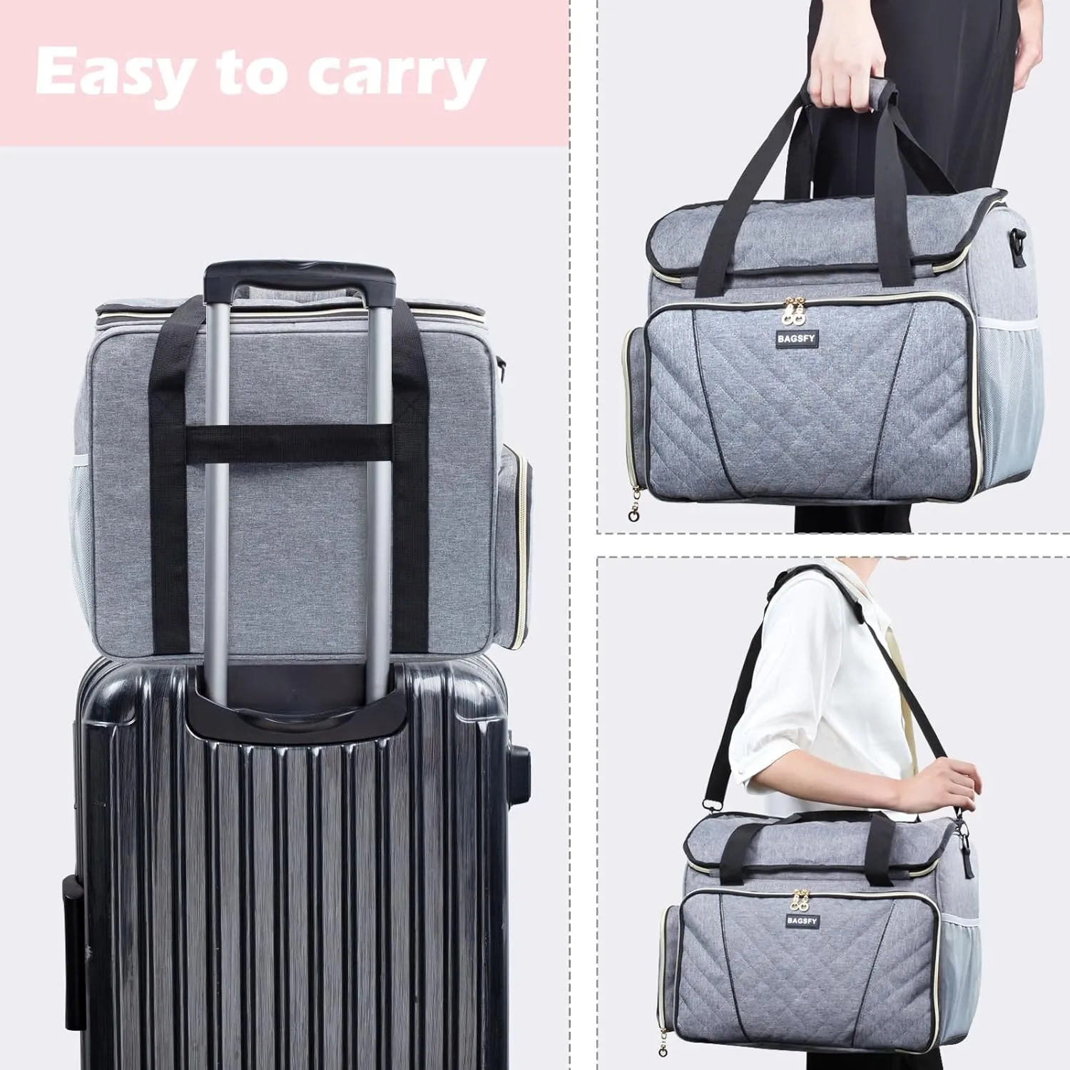 BAGSFY Large Sewing Machine Carrying Case, Sewing Machine Bag, Travel Tote Bag Compatible with Singer, Brother, Bernina & Standard Size Sewing Machines.