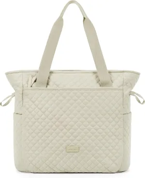 BAGSMART 25L Quilted Tote Bag Large Shoulder Bag with Top Handle for Women, Machine Washable Work Travel Handbag