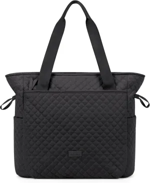 BAGSMART 25L Quilted Tote Bag Large Shoulder Bag with Top Handle for Women, Machine Washable Work Travel Handbag