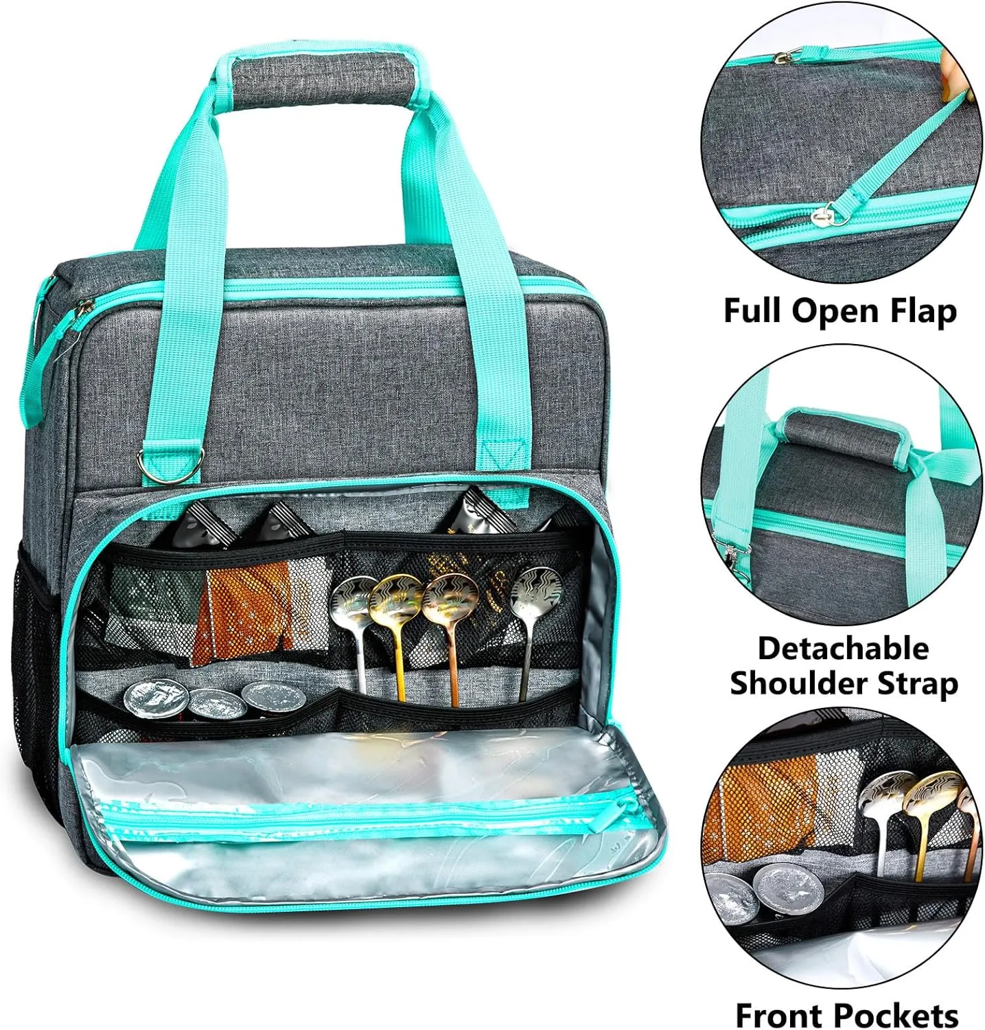 BAGSPRITE Coffee Maker Travel Bag Compatible with Keurig K-Express Coffee Maker, K-Iced Single Serve Coffee Brewer Carrying Case with Multiple Pockets for K-Cup Pods, Storage Bag With Shoulder Strap