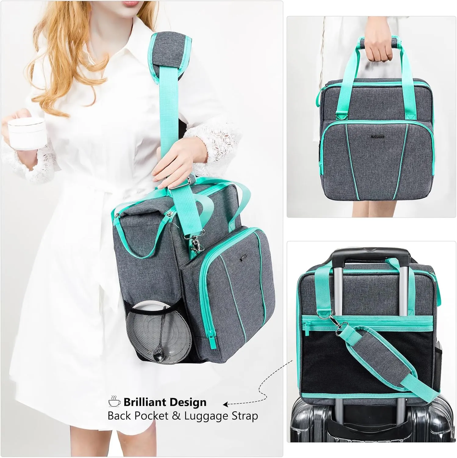 BAGSPRITE Coffee Maker Travel Bag Compatible with Keurig K-Express Coffee Maker, K-Iced Single Serve Coffee Brewer Carrying Case with Multiple Pockets for K-Cup Pods, Storage Bag With Shoulder Strap
