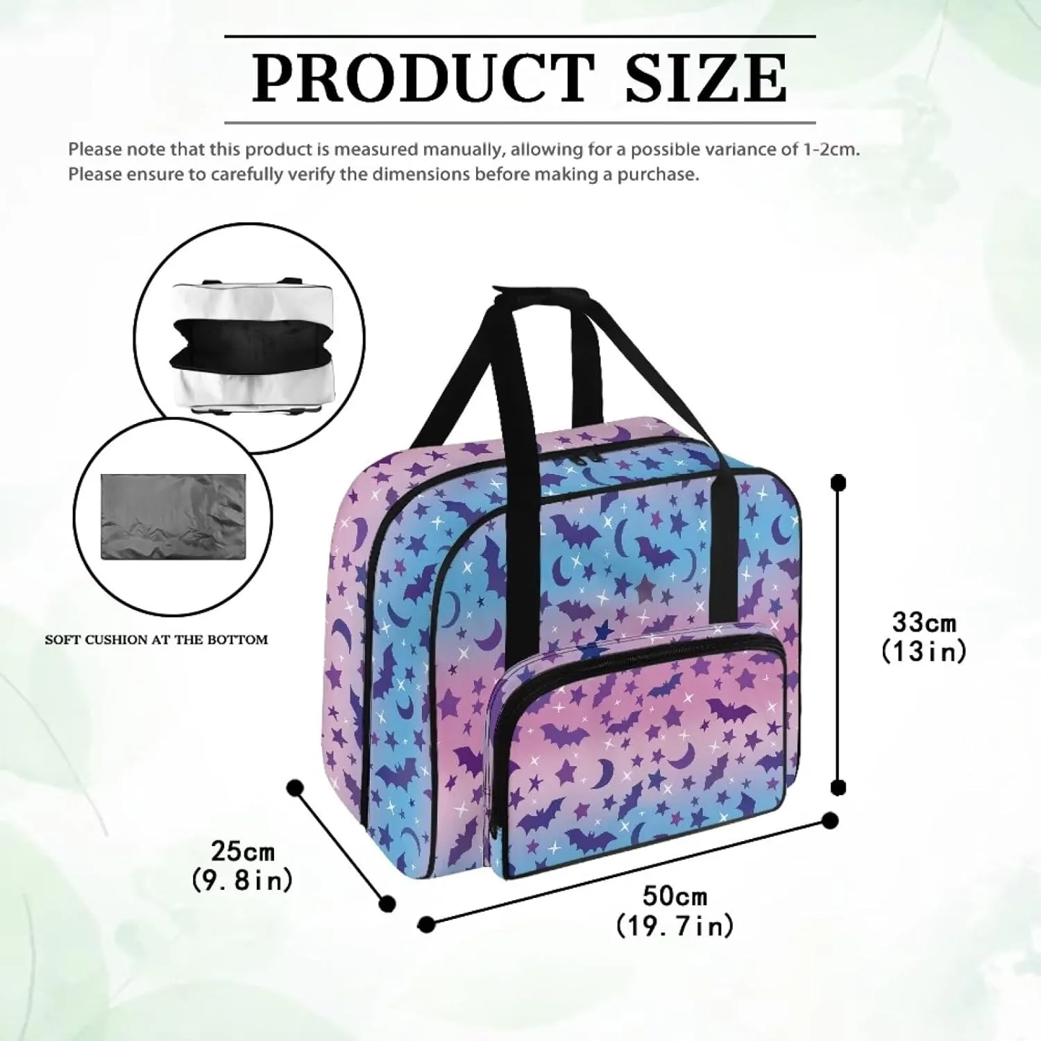 Bat Sewing Machine Cover for Halloween Star Sewing Machine Covers for All Machine Stretch Sewing Machine Hard Case Washable Portable to Take Bag Sewing Machine House Gifts