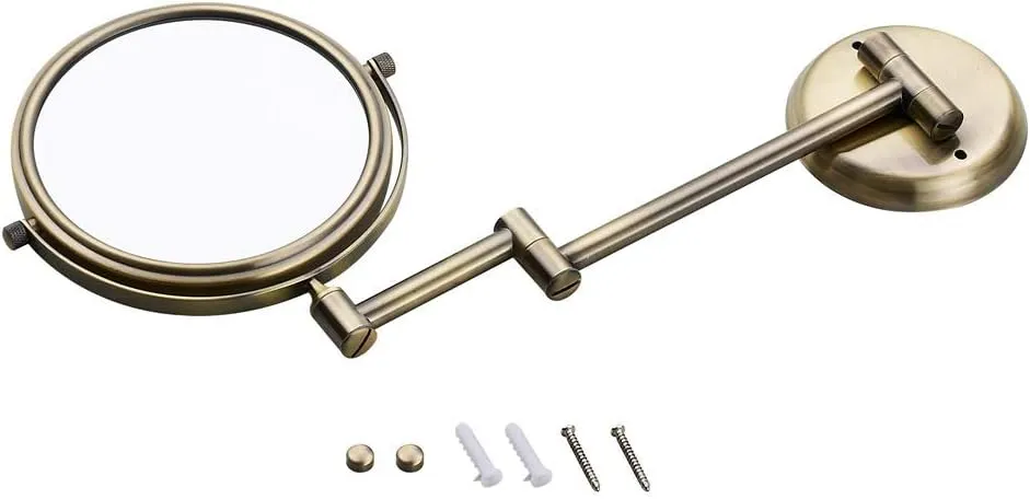 Bathroom Makeup Mirrors, Wall Mounted Magnifying Double Sided Adjustable Cosmetic Shaving Vanity Extendable 360° (Color : 5X)