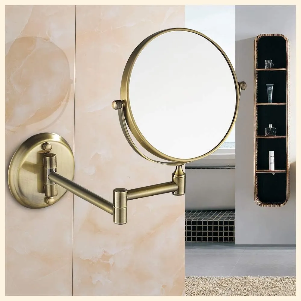 Bathroom Makeup Mirrors, Wall Mounted Magnifying Double Sided Adjustable Cosmetic Shaving Vanity Extendable 360° (Color : 5X)