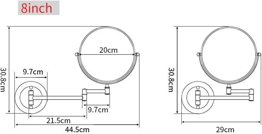 Bathroom Makeup Mirrors, Wall Mounted Magnifying Double Sided Adjustable Cosmetic Shaving Vanity Extendable 360° (Color : 5X)