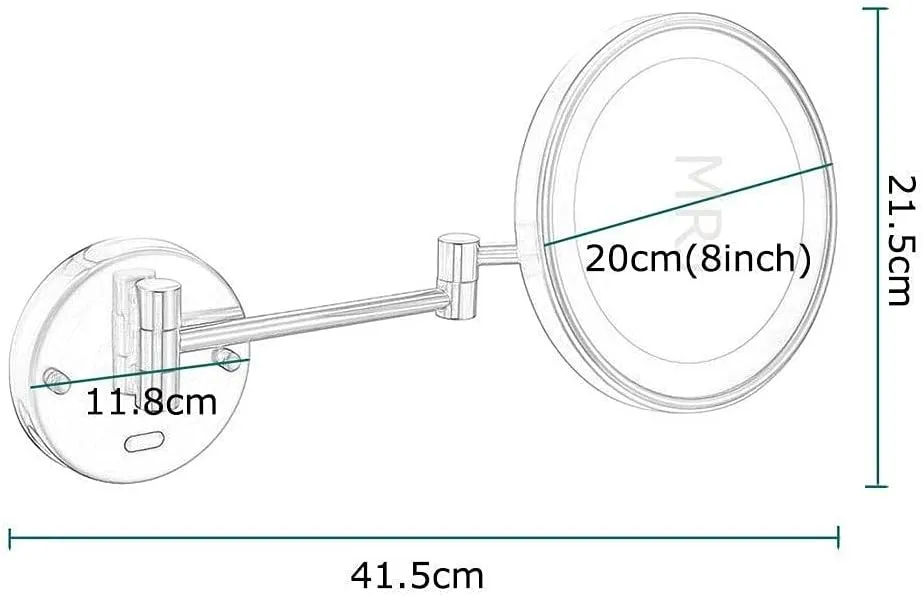 Bathroom Shaving Mirror Wall Mounted Sensor Mirror Makeup Mirror LED Lighted Luxury for Hotel Vanity with Adjustable Extendable 8 inch 3X Magnification(Black Bronze)