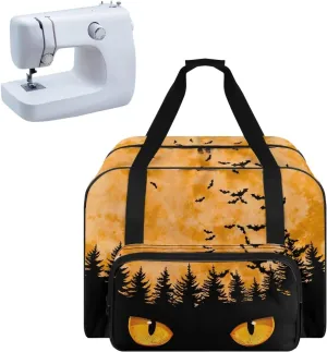 Bats Forest Sewing Machine Carrying Case Two Way Zipper Sewing Machine Tote Bag Portable Cover Tote Bag with Hand Strap Storage Organization Carrying Bag for Accessories