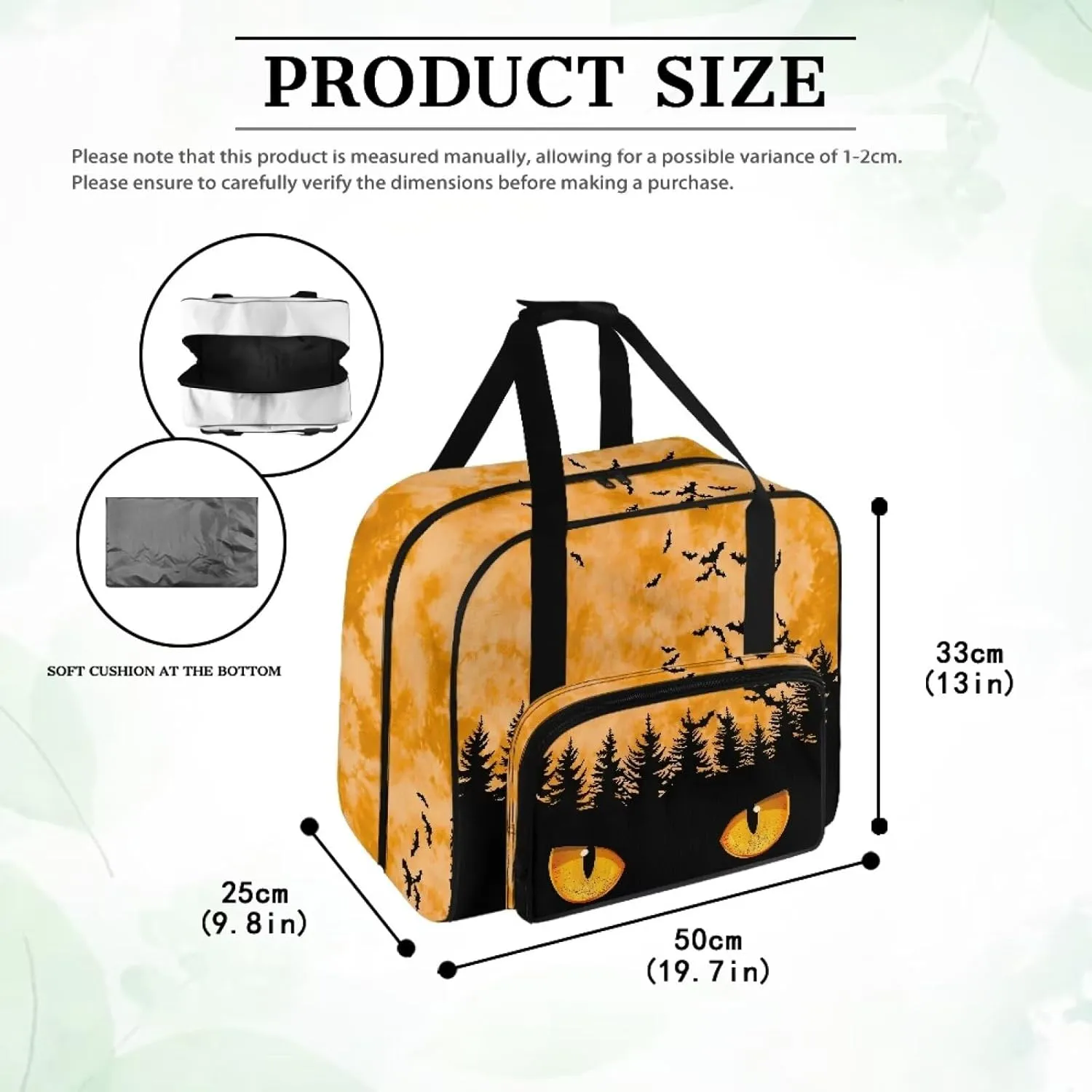 Bats Forest Sewing Machine Carrying Case Two Way Zipper Sewing Machine Tote Bag Portable Cover Tote Bag with Hand Strap Storage Organization Carrying Bag for Accessories