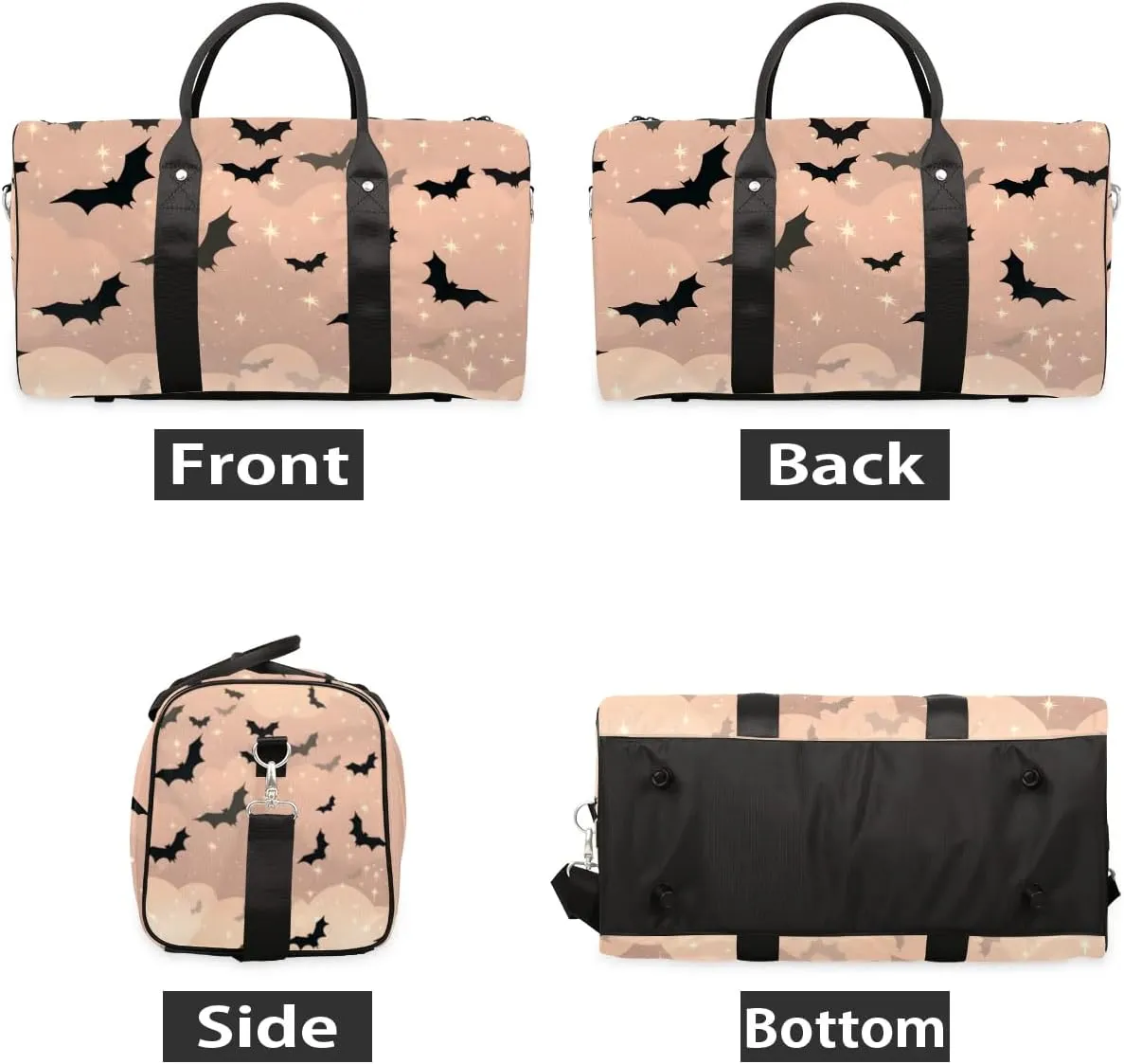Bats Travel Duffel Bag for Women Men Waterproof Foldable Overnight Weekender Bag Large Capacity Sports Gym Bag