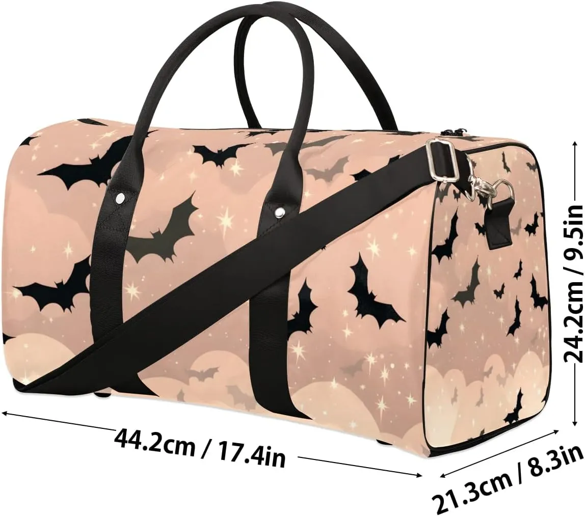 Bats Travel Duffel Bag for Women Men Waterproof Foldable Overnight Weekender Bag Large Capacity Sports Gym Bag