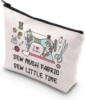 BDPWSS Sewing Makeup Bag Sewing Machine Gift Funny Quilting Gift For Sew Much Fabric Sew Little Time Quilter Seamstress Gift (Fabric Sewing)