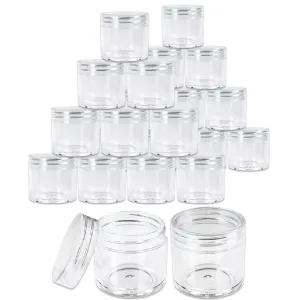 Beauticom 30g/30ml (1 fl. oz.) Double Wall Clear Plastic Leak Proof Jars with Flat Top Lids for Creams, Lotions, Make Up, Powders, Glitters, and more... (Color: Clear, Pieces: 24)