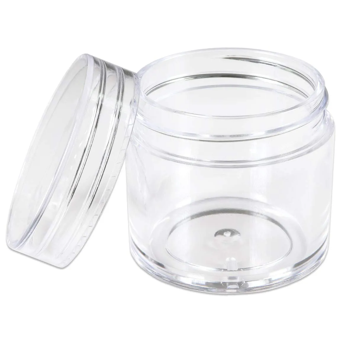 Beauticom 30g/30ml (1 fl. oz.) Double Wall Clear Plastic Leak Proof Jars with Flat Top Lids for Creams, Lotions, Make Up, Powders, Glitters, and more... (Color: Clear, Pieces: 24)