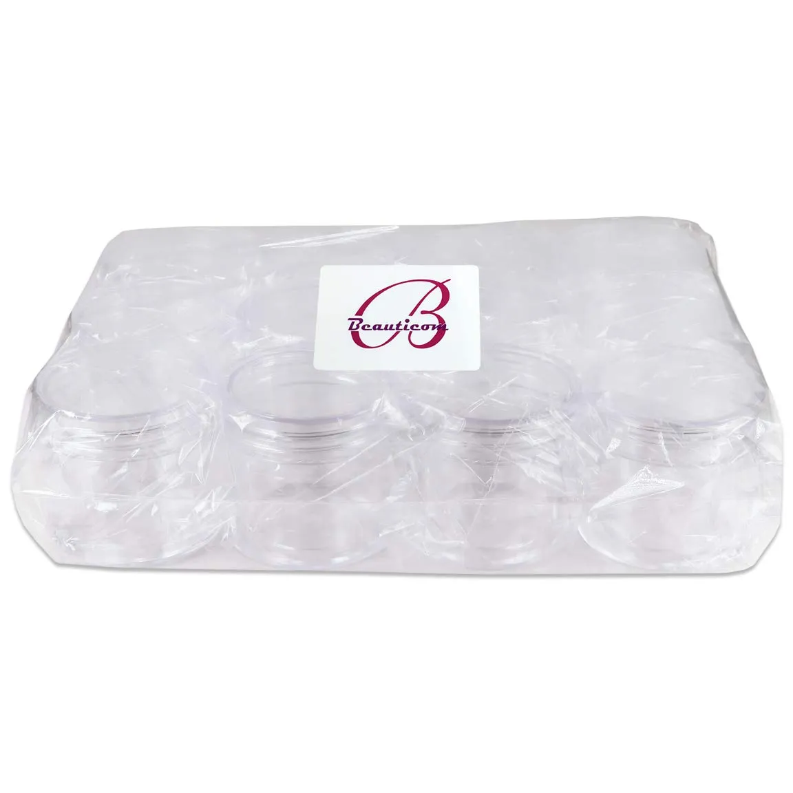 Beauticom 30g/30ml (1 fl. oz.) Double Wall Clear Plastic Leak Proof Jars with Flat Top Lids for Creams, Lotions, Make Up, Powders, Glitters, and more... (Color: Clear, Pieces: 24)