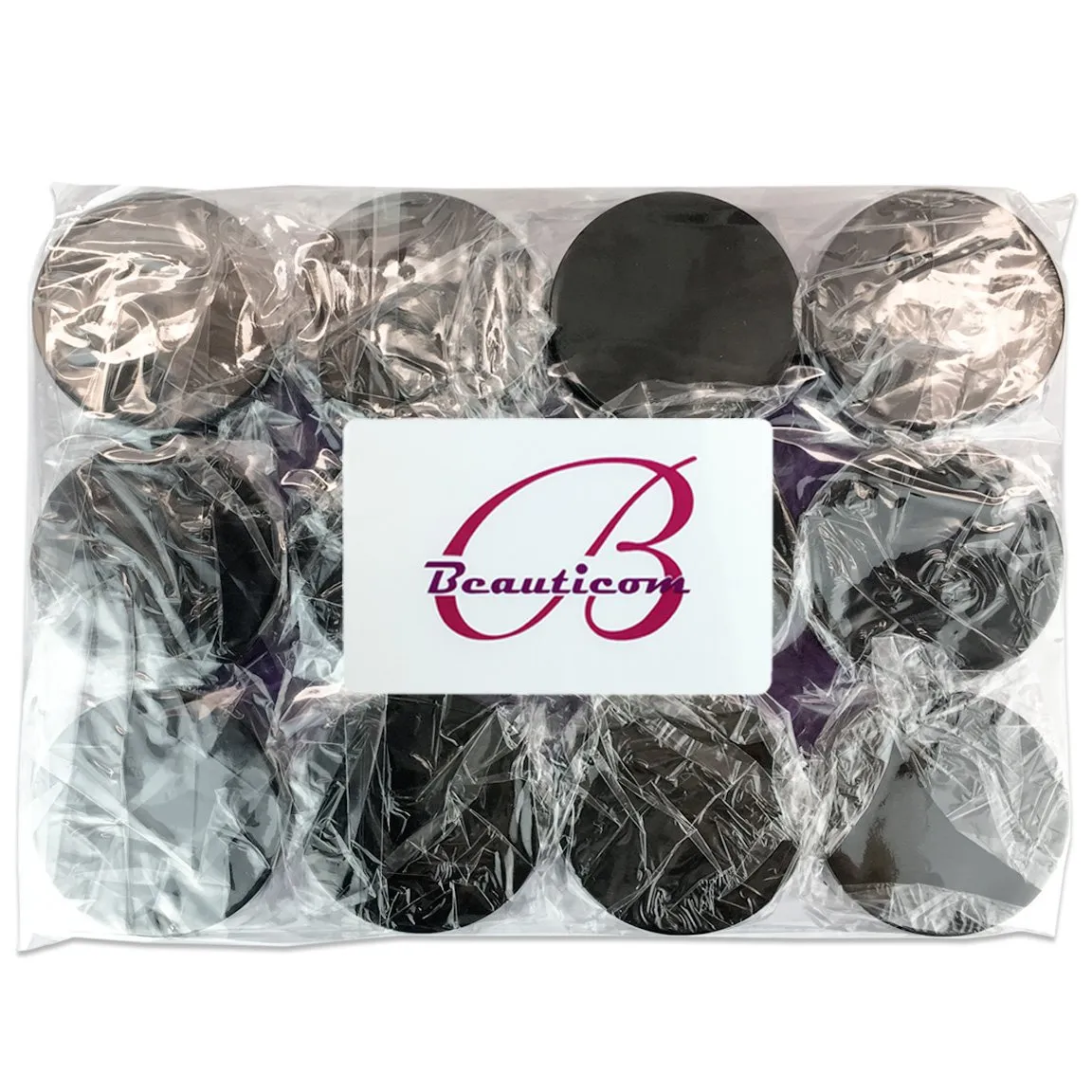 Beauticom 30g/30ml (1 fl. oz.) Double Wall Purple-Tinted Plastic Leak Proof Jars with Flat Top Lids for Creams, Lotions, Make Up, Powders, Glitters, and more... (Color: Black Lid, Pieces: 24)