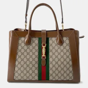 Beige/Brown GG Canvas and Leather Jackie 1961 Tote Bag