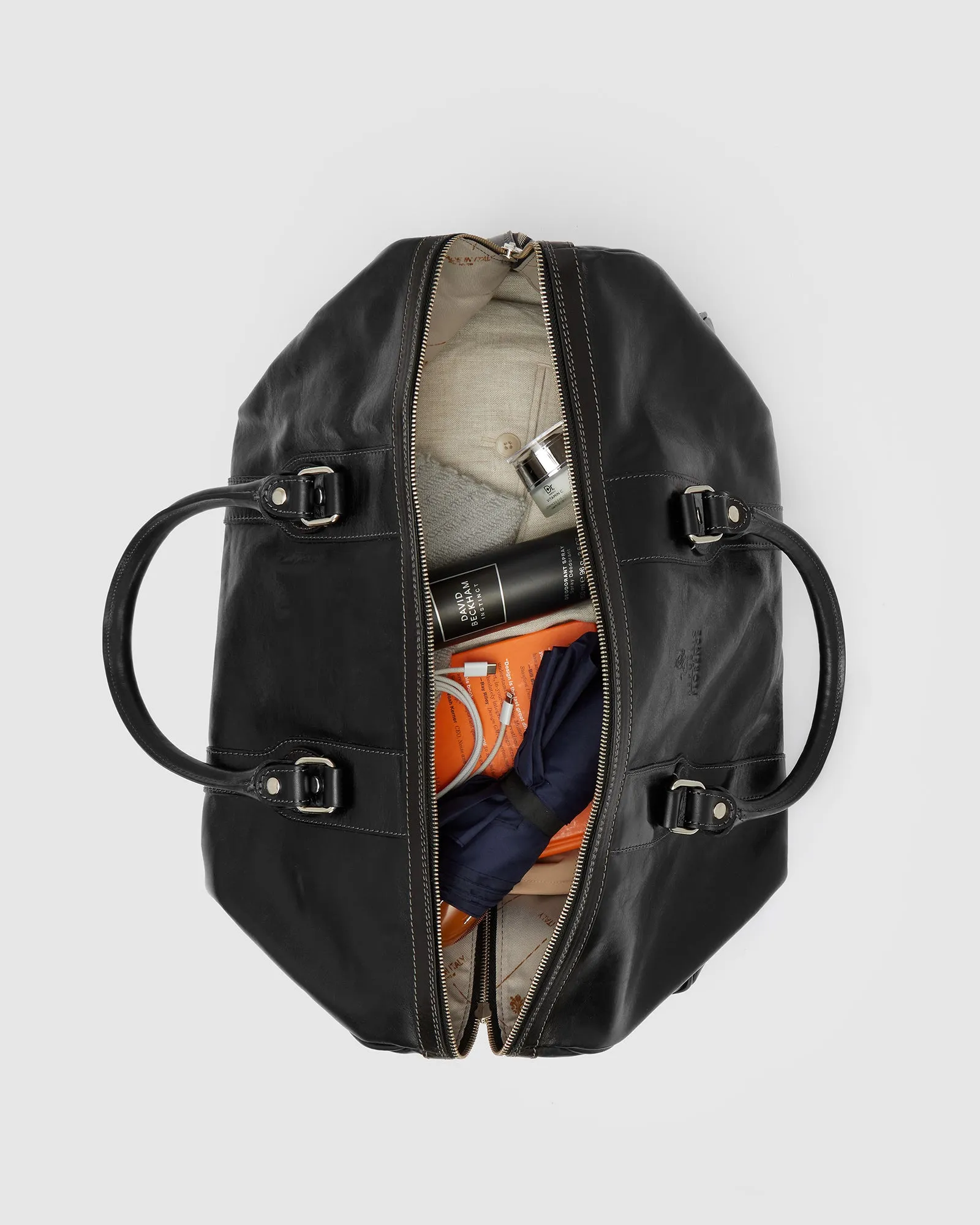 Beltrami Black - Leather Weekender Cabin Bag
