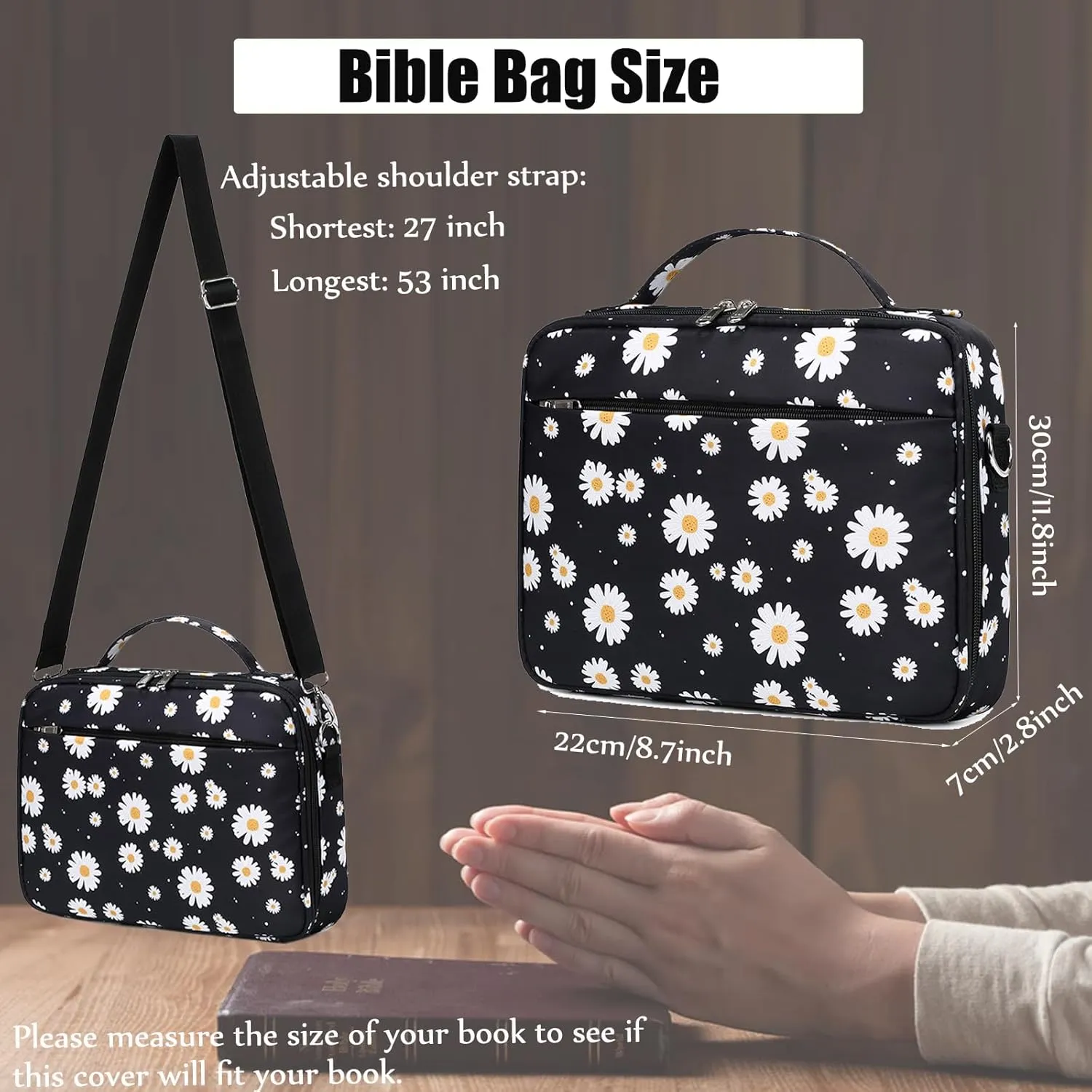 Bible Cover for Women and Girls,Large Bible Cases with Shoulder Strap and Zippered Pocket,Bible Covers for Girls,Bible Case,Bible Holder Case,Bible Cover Case,Bible Boooks Covers Large Capacity