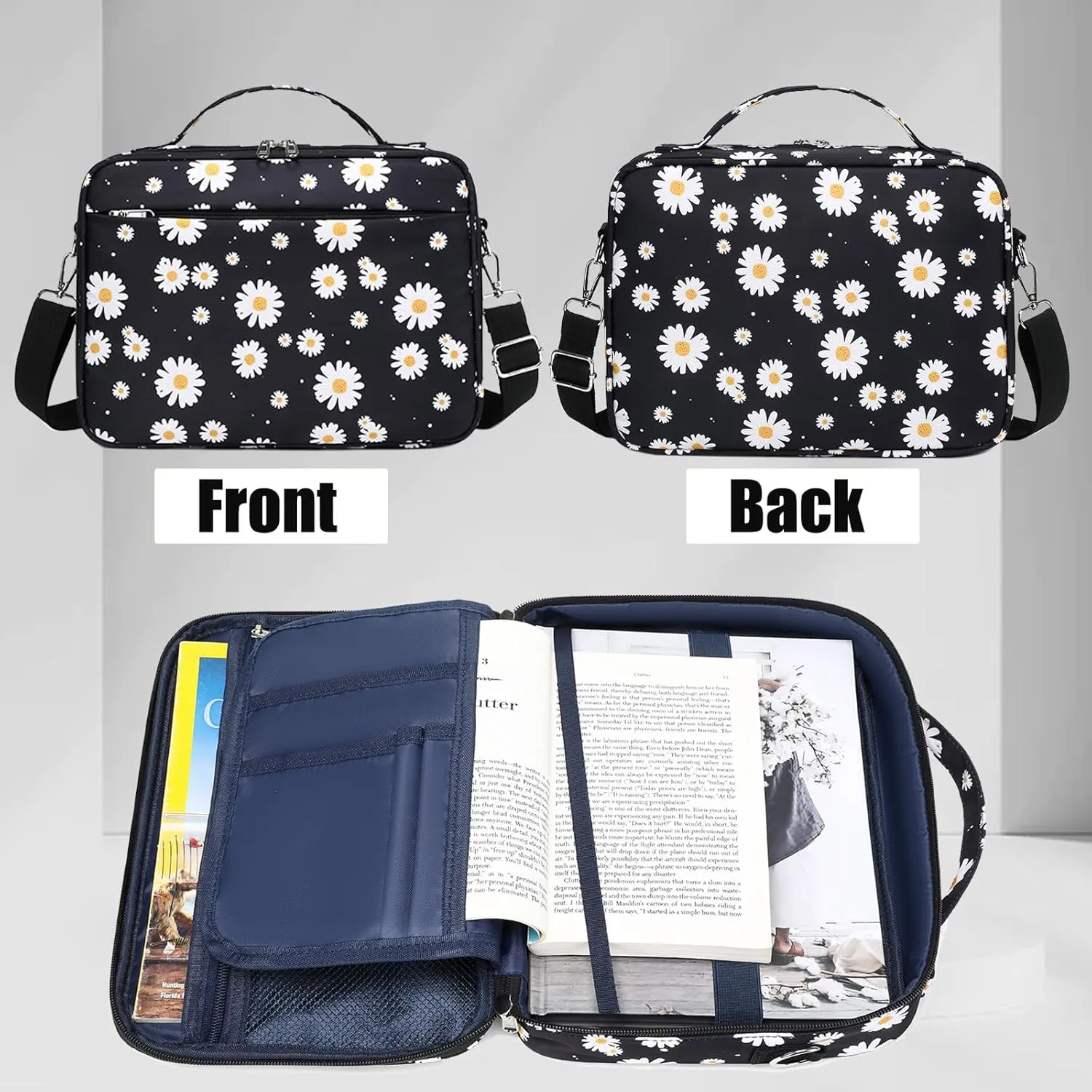 Bible Cover for Women and Girls,Large Bible Cases with Shoulder Strap and Zippered Pocket,Bible Covers for Girls,Bible Case,Bible Holder Case,Bible Cover Case,Bible Boooks Covers Large Capacity