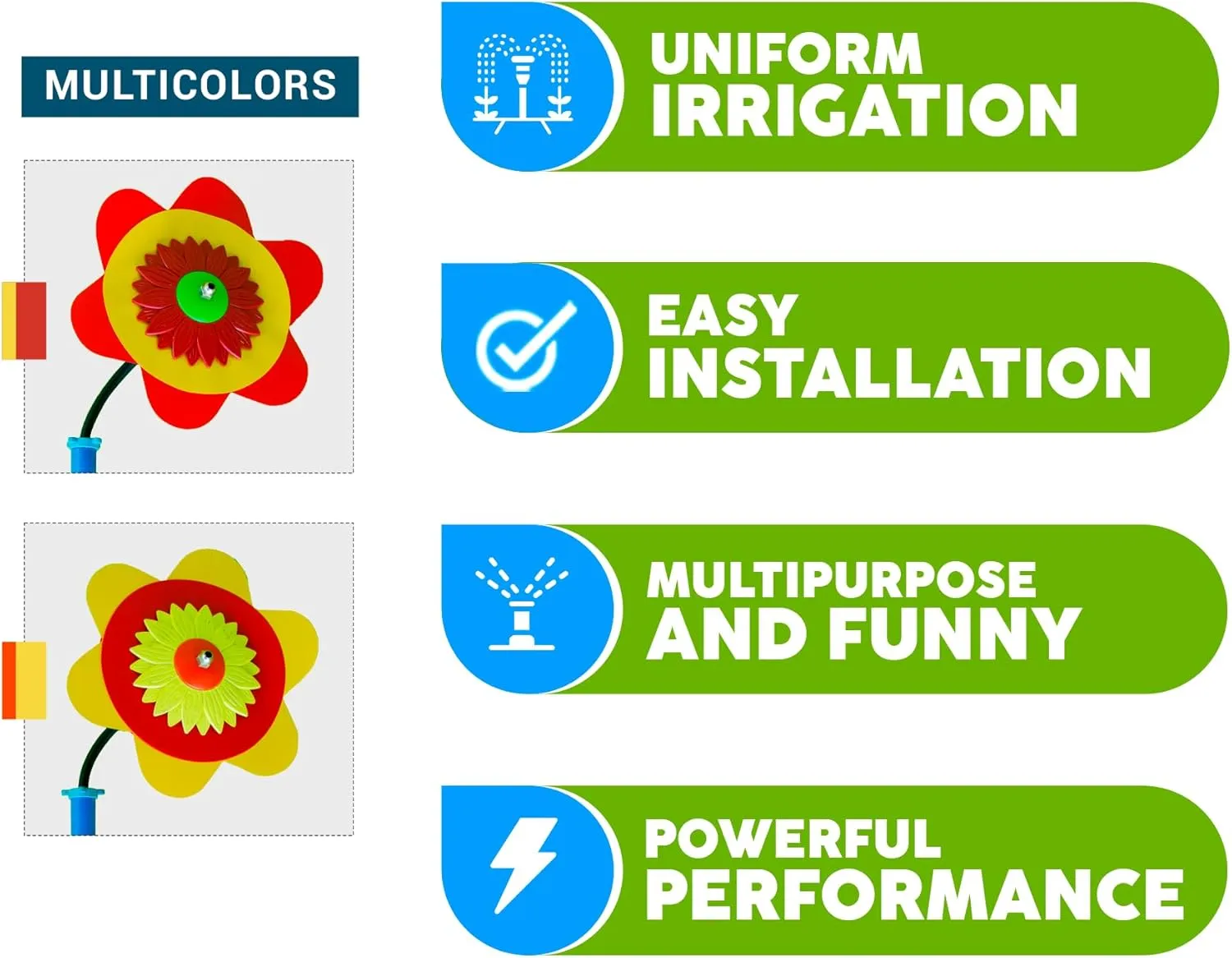 Big Dancing Flower Garden Sprinkler - Lawn Sprinklers for Garden - Uniform Irrigation System - Great Watering Coverage - Color Yellow
