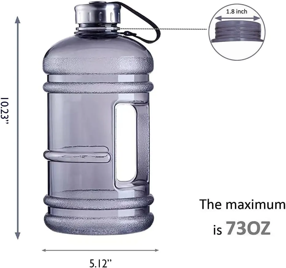 Bigdata&BetterLife Half Gallon Big Water Bottle Proof Sports Jug with Handle BPA Free PETG Plastic Drinking Container Flask for Fitness Gym Biking Outdoor Water Jug 2.2L/73 OZ
