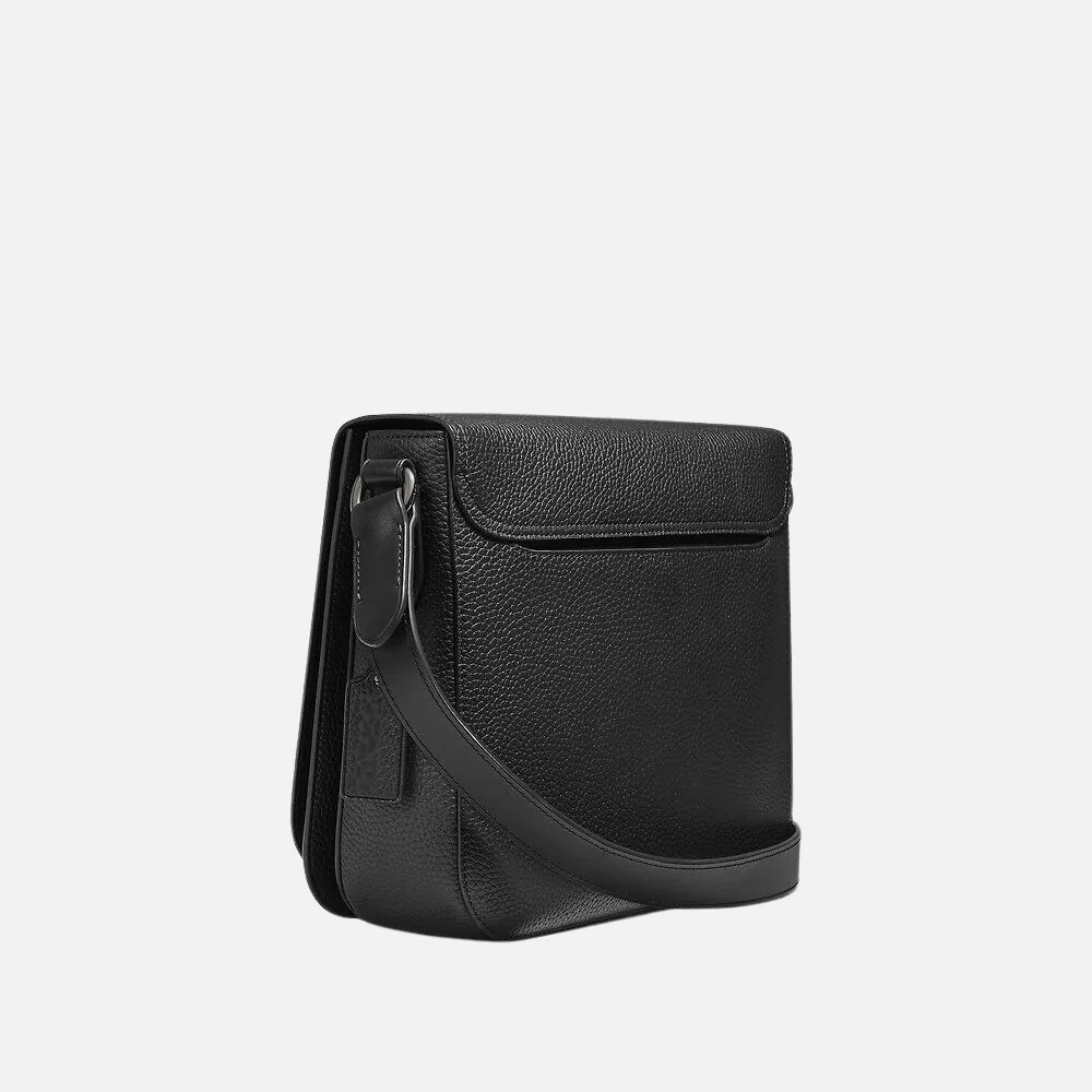 Black Leather Messenger Crossbody