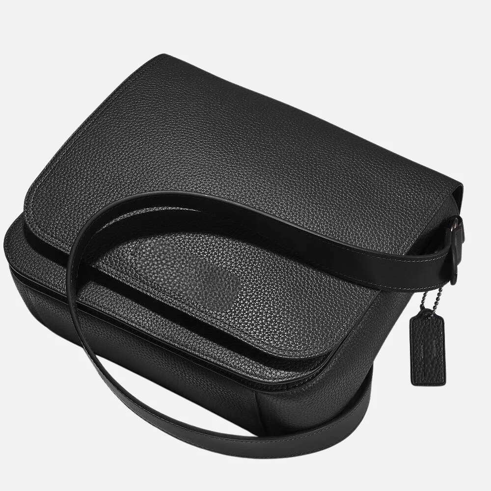 Black Leather Messenger Crossbody