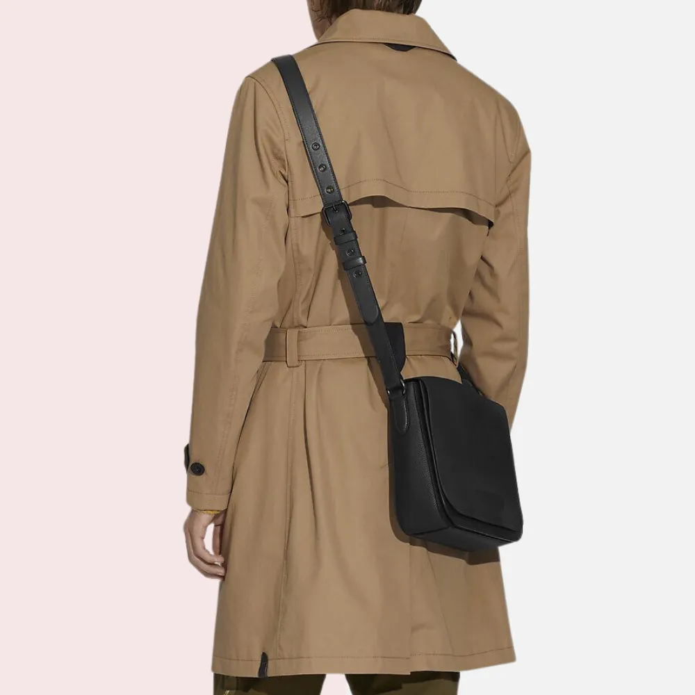 Black Leather Messenger Crossbody