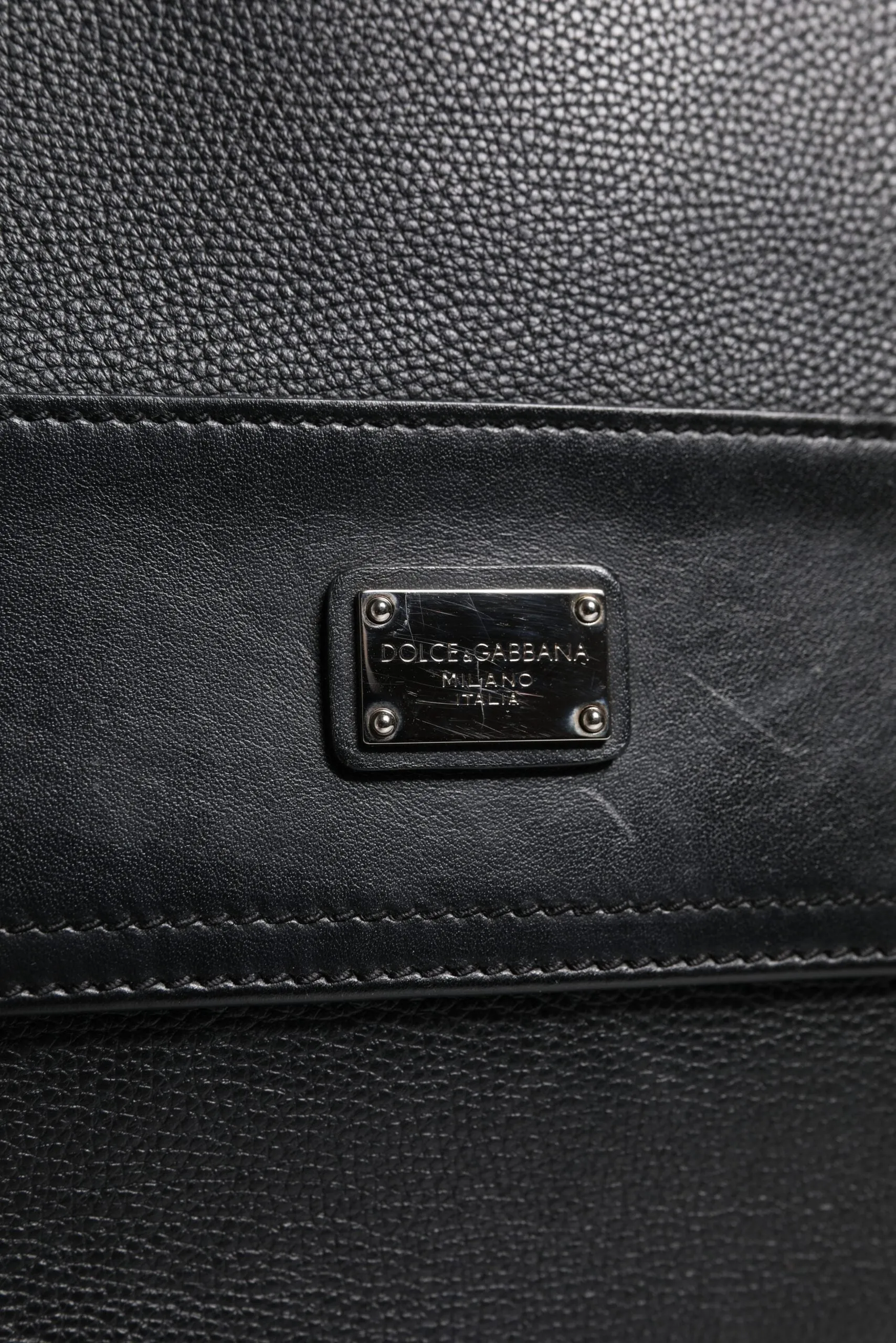 Black Logo Plaque Leather Messenger Shoulder Strap Bag