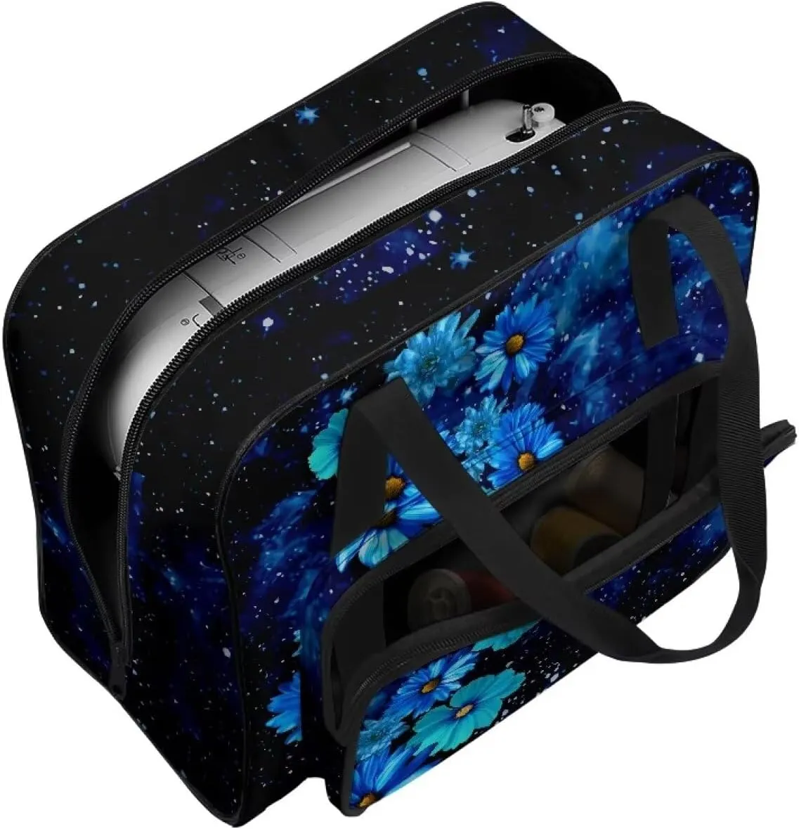 Blue Daisy Sewing Machine Case Heavy Padded Tote Bag Portable Sewing Machine Handbag Dust Proof Compatible with Most Standard Sewing Machines