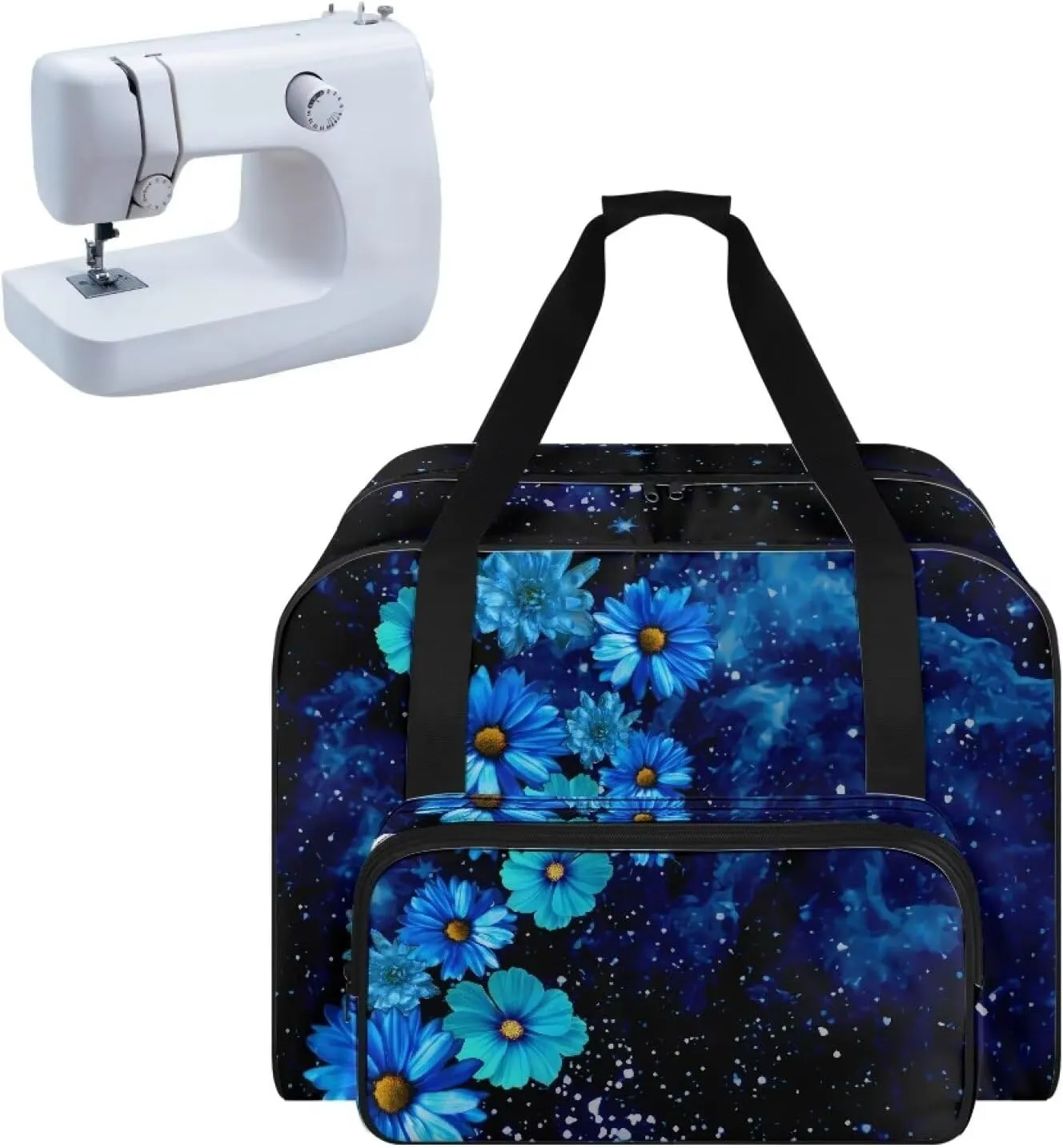 Blue Daisy Sewing Machine Case Heavy Padded Tote Bag Portable Sewing Machine Handbag Dust Proof Compatible with Most Standard Sewing Machines