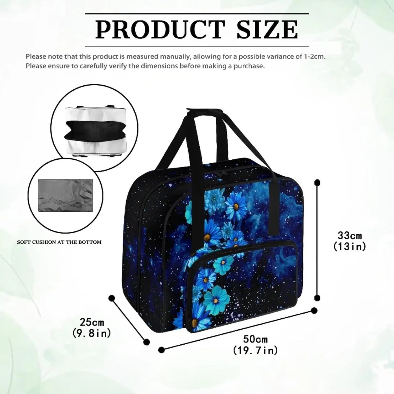 Blue Daisy Sewing Machine Case Heavy Padded Tote Bag Portable Sewing Machine Handbag Dust Proof Compatible with Most Standard Sewing Machines