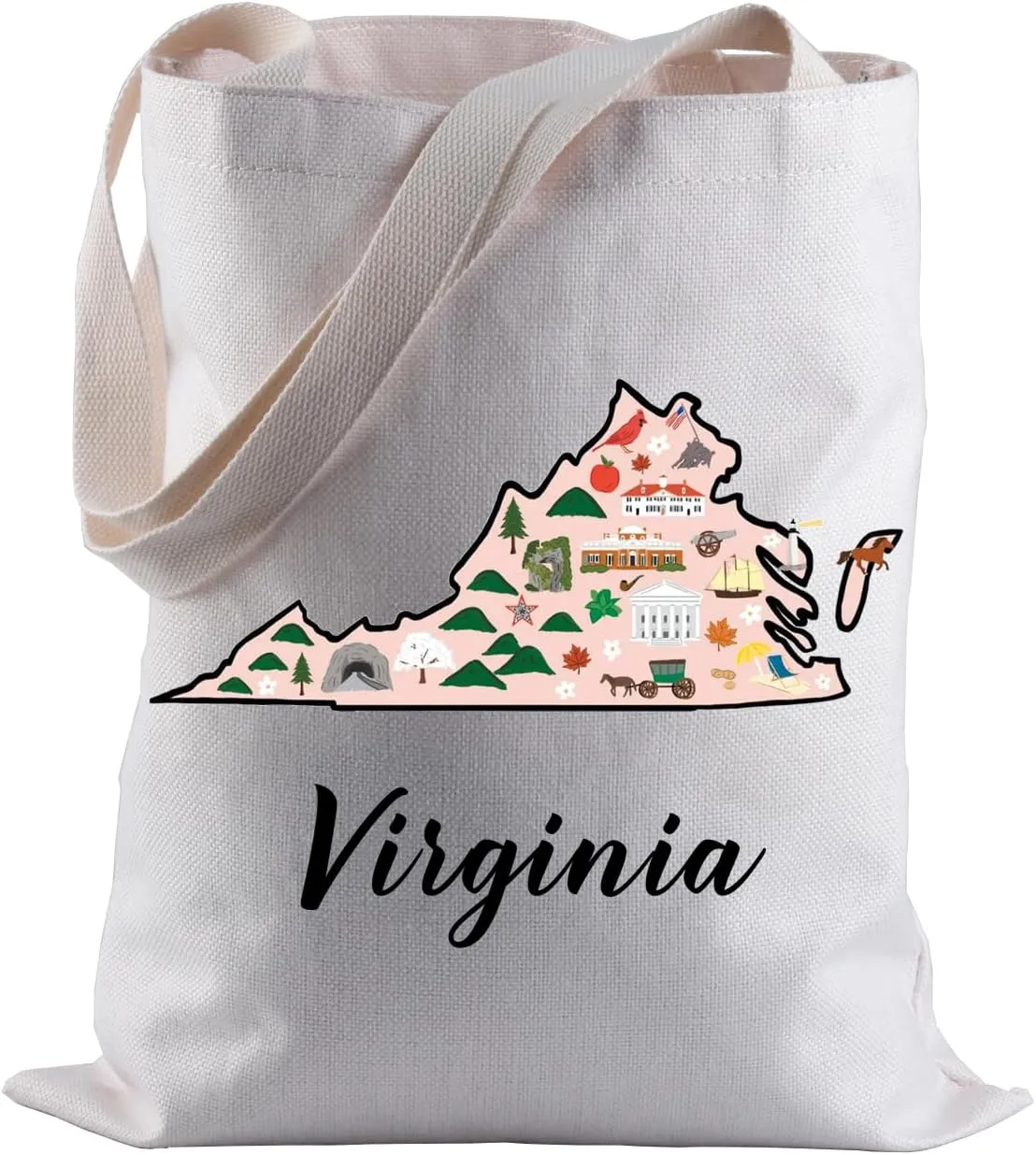 BLUPARK Virginia Locale Tote Bag Born in Virginia Gift Virginia Travel Shopping Bag Virginia Map Gift